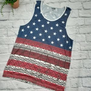 Carbon Mens Tank Top American flag Size Large